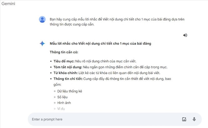 Hướng dẫn sử dụng AI Gemini để Tạo Mẫu Lời Nhắc tối ưu hơn