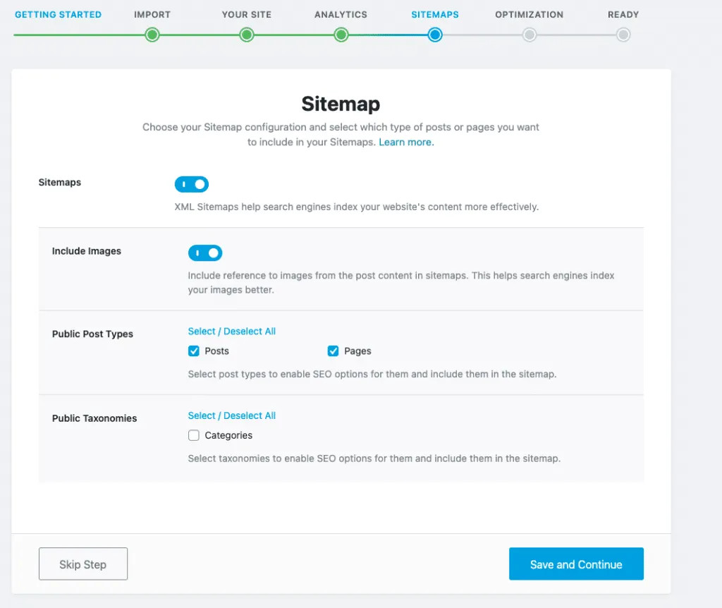 Bước 7: Thiết lập sitemap