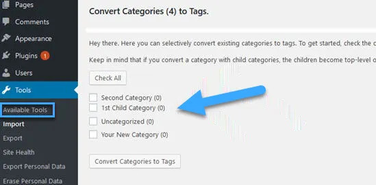 Cách chuyển từ category sang tags