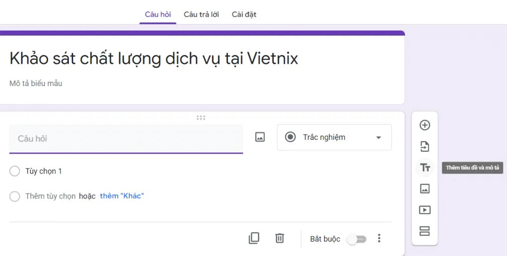 Cách thêm tiêu đề mới cho Google Form