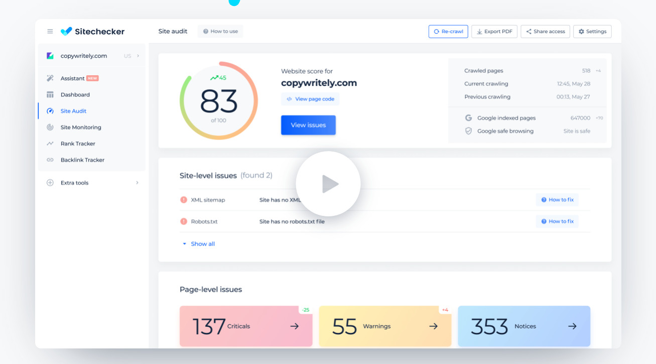 Sitechecker Search Engine Ranking Tester